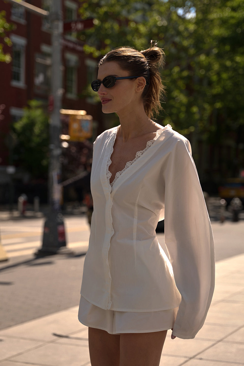 EDENA WHITE COTTON SHORT
