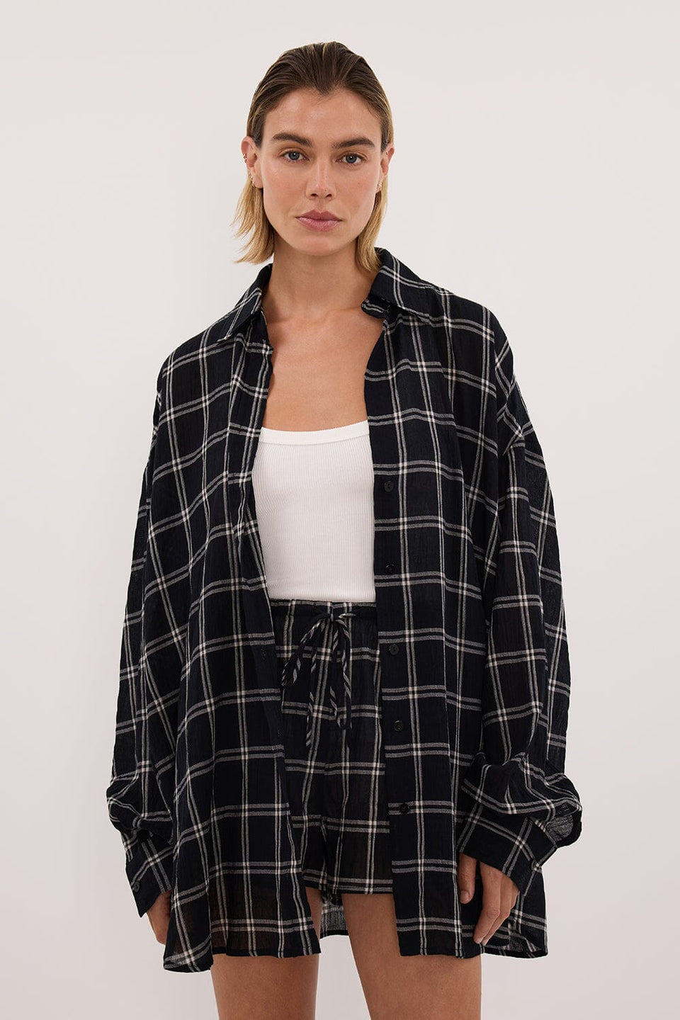 ANNALISE BLACK CHECK MICRO SHORT Clothing DISSH Boutiques
