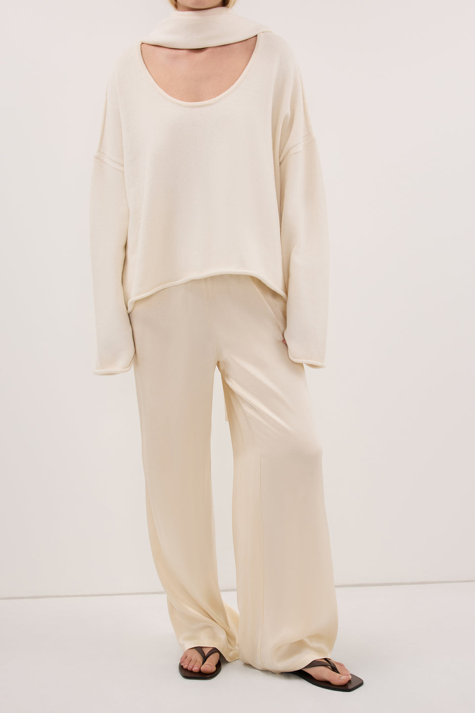 MYA CREAM SATIN PANT