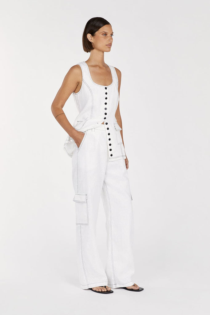 Rosie White Linen Cargo Pant Dissh 5284