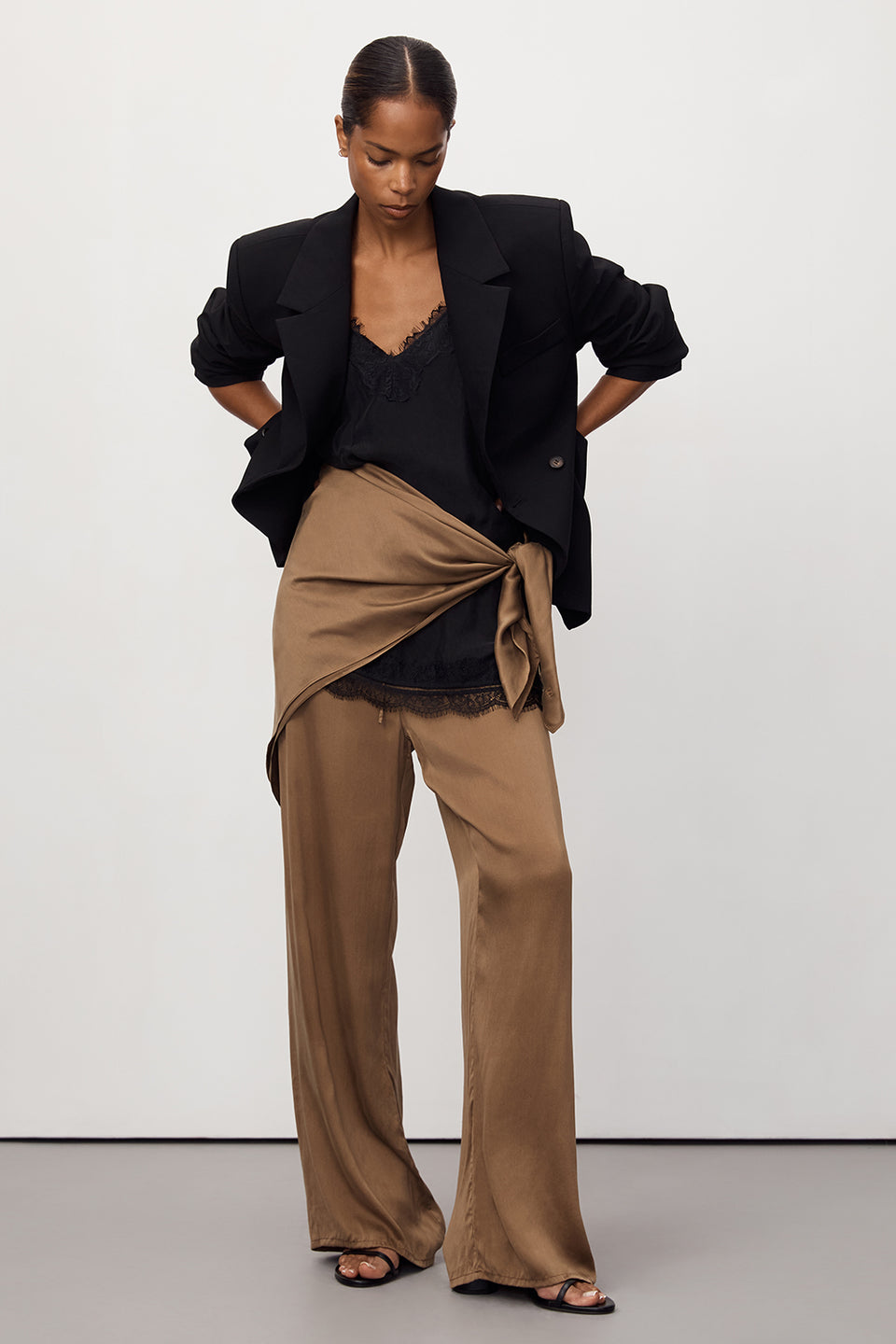 PERCY CHESTNUT SILK PANT Clothing DISSH Boutiques