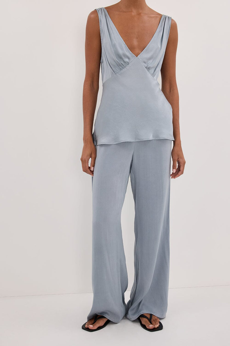 PERCY DUSTY BLUE SILK PANT - PRE ORDER Clothing DISSH Boutiques