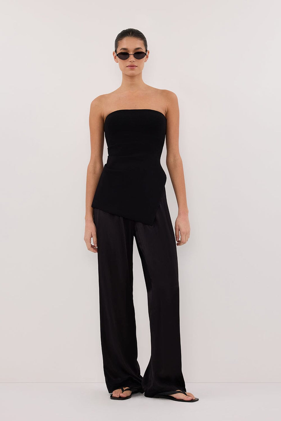 MONICA BLACK SATIN PANT Clothing DISSH Boutiques