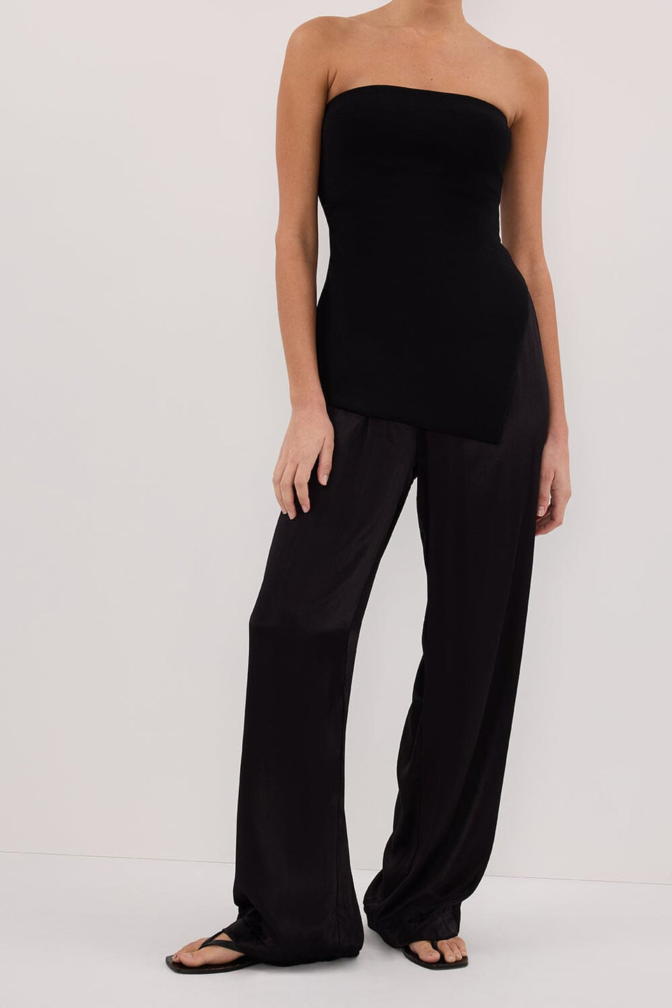 MONICA BLACK SATIN PANT Clothing DISSH Boutiques