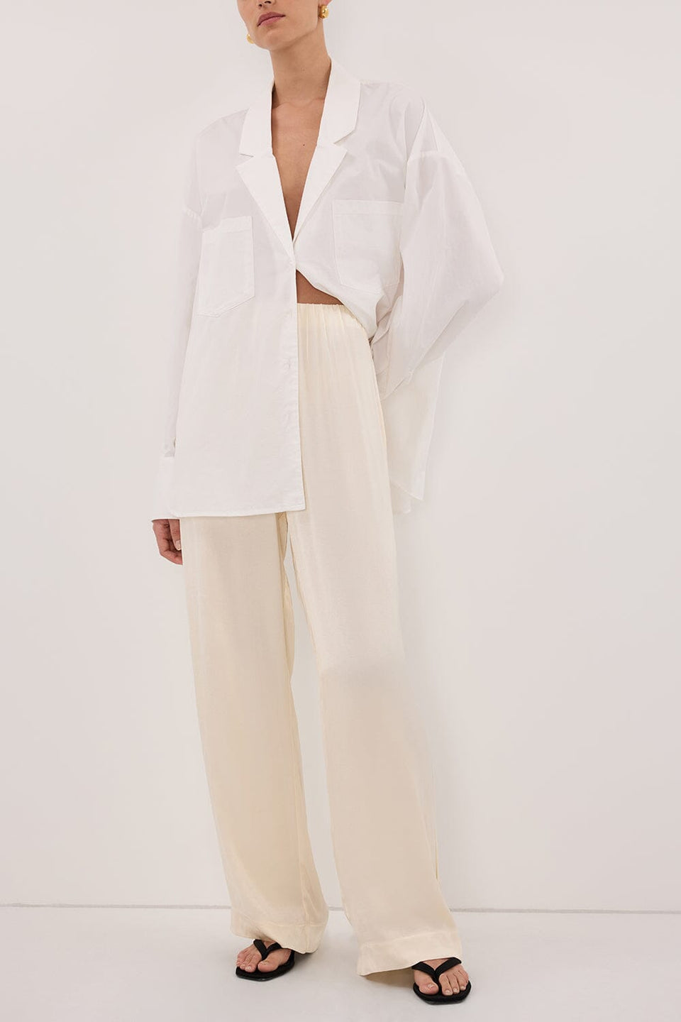 MONICA CREAM SATIN PANT Clothing DISSH Boutiques