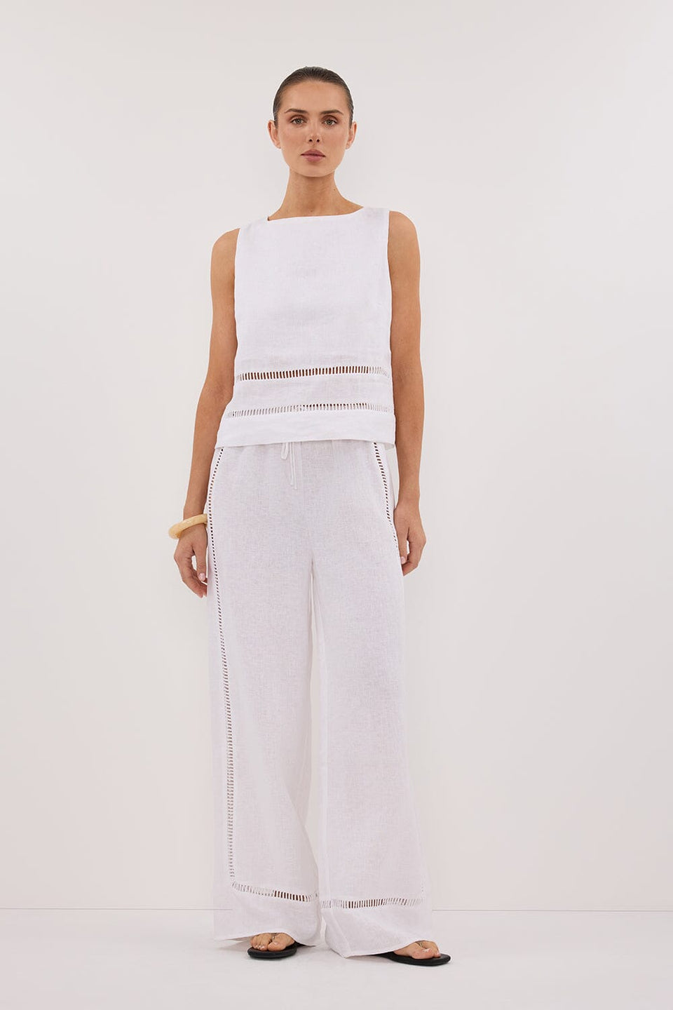 LINDSAY WHITE LINEN PANT Clothing DISSH Boutiques 6 WHITE