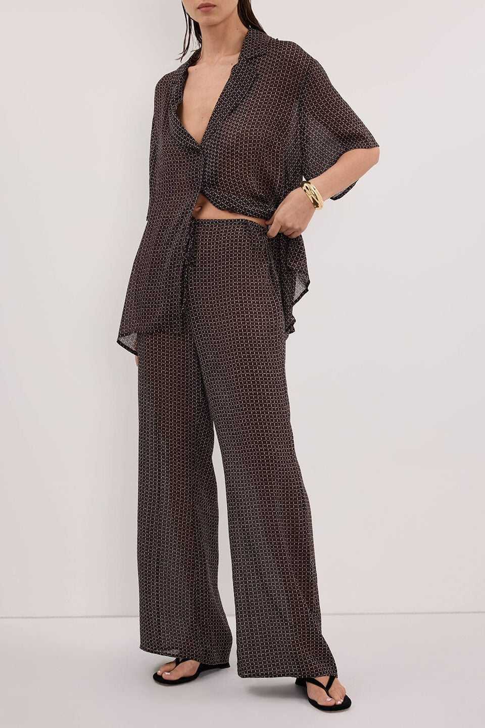 TIA CHOC MICRO CHECK PANT Clothing DISSH Boutiques