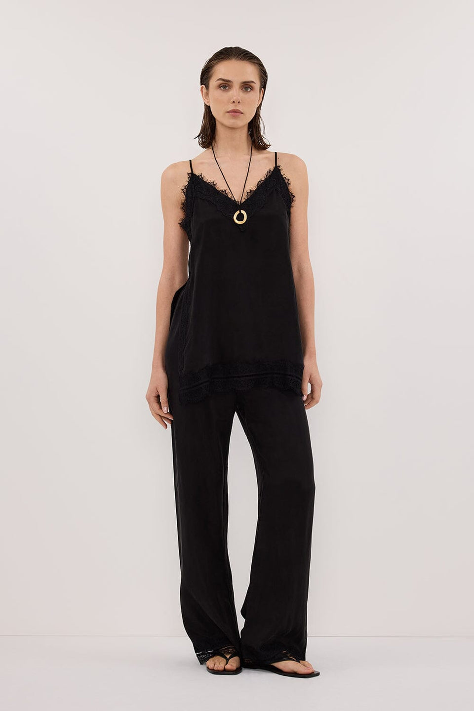 ANDREA BLACK CUPRO LACE PANT Clothing DISSH Boutiques