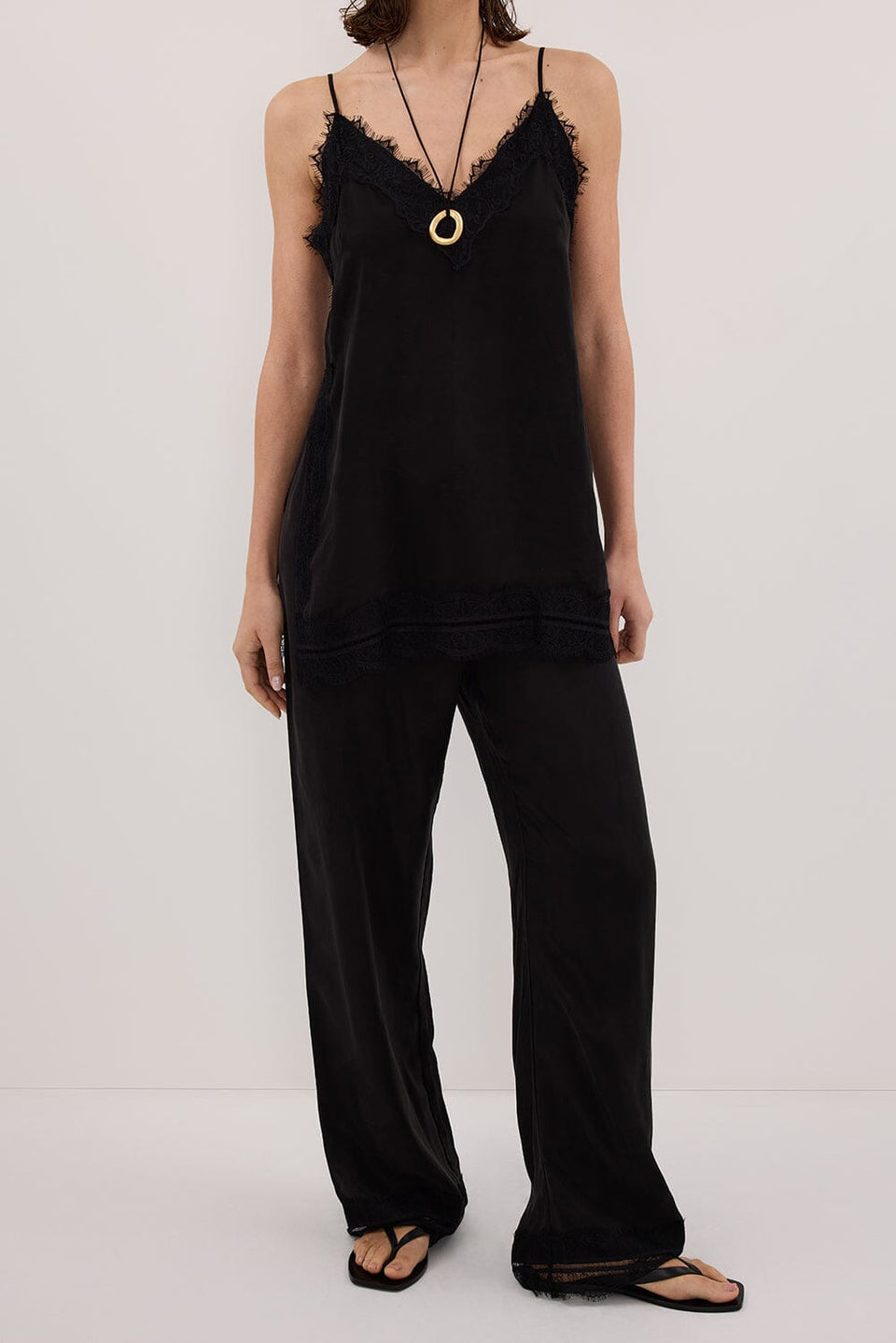 ANDREA BLACK CUPRO LACE PANT Clothing DISSH Boutiques