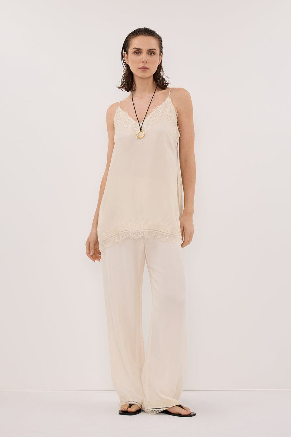 ANDREA SANDSTONE CUPRO LACE PANT - PRE ORDER Clothing DISSH Boutiques 6 SANDSTONE