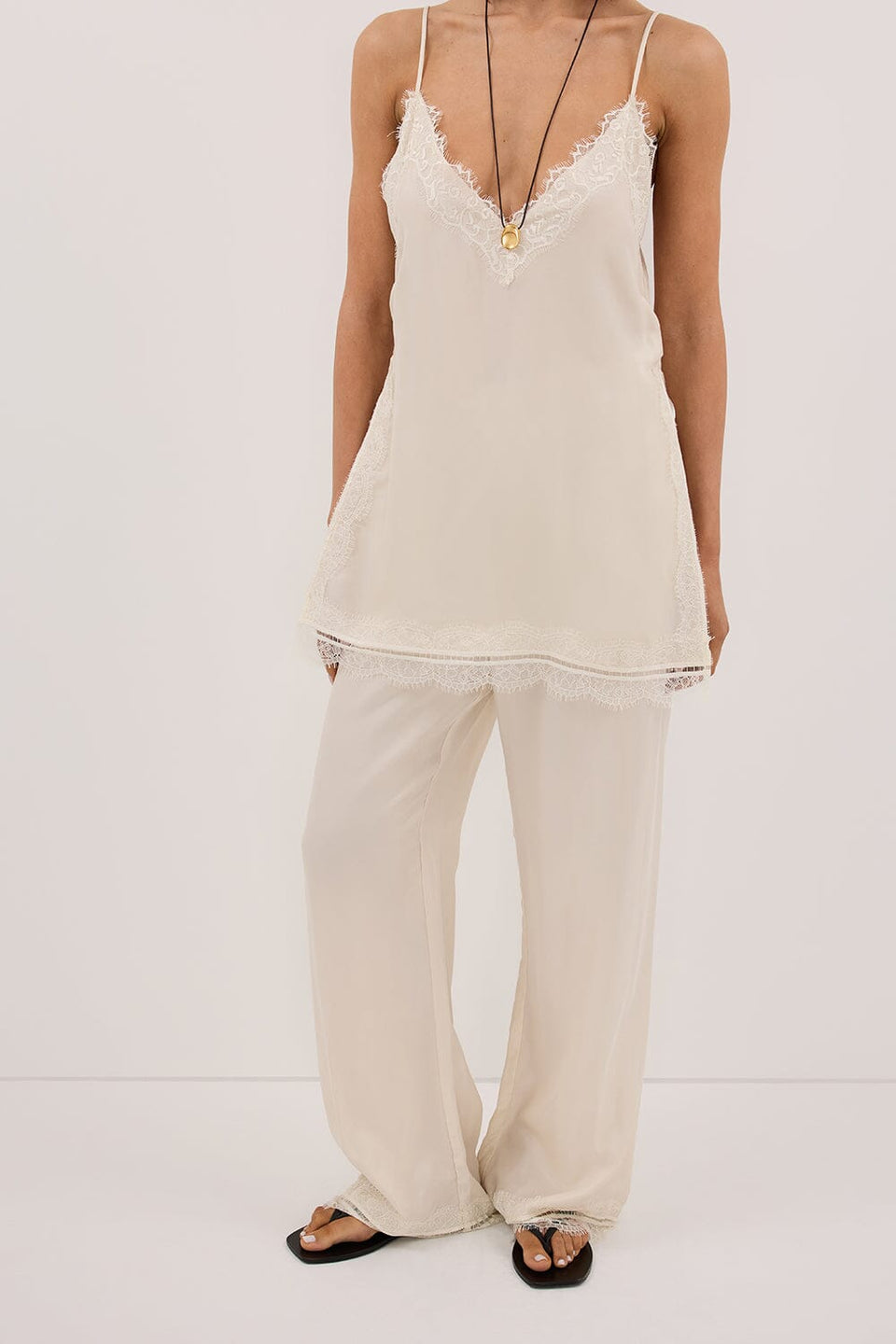 ANDREA SANDSTONE CUPRO LACE PANT