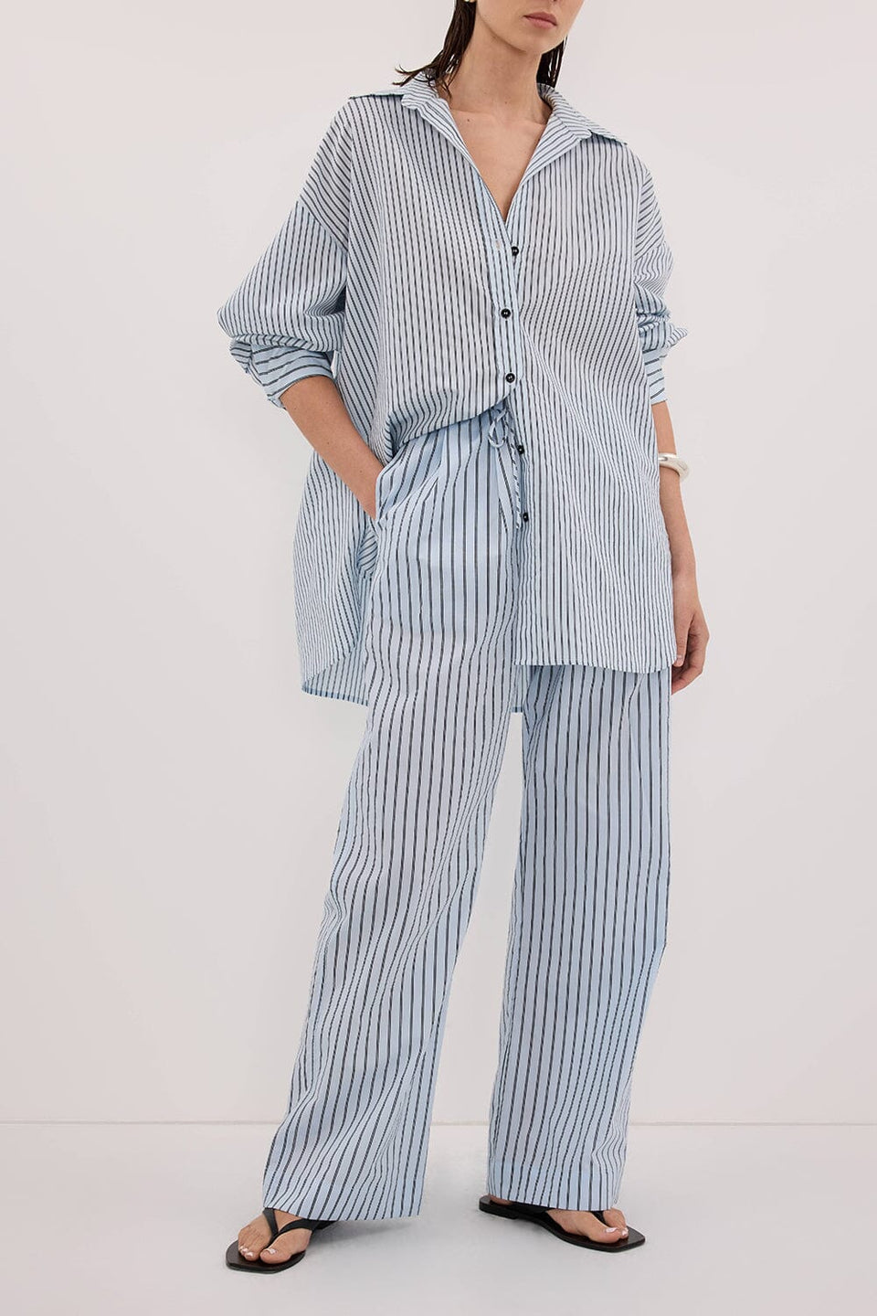 SABLE ICE BLUE SILK BLEND PANT Clothing DISSH Boutiques