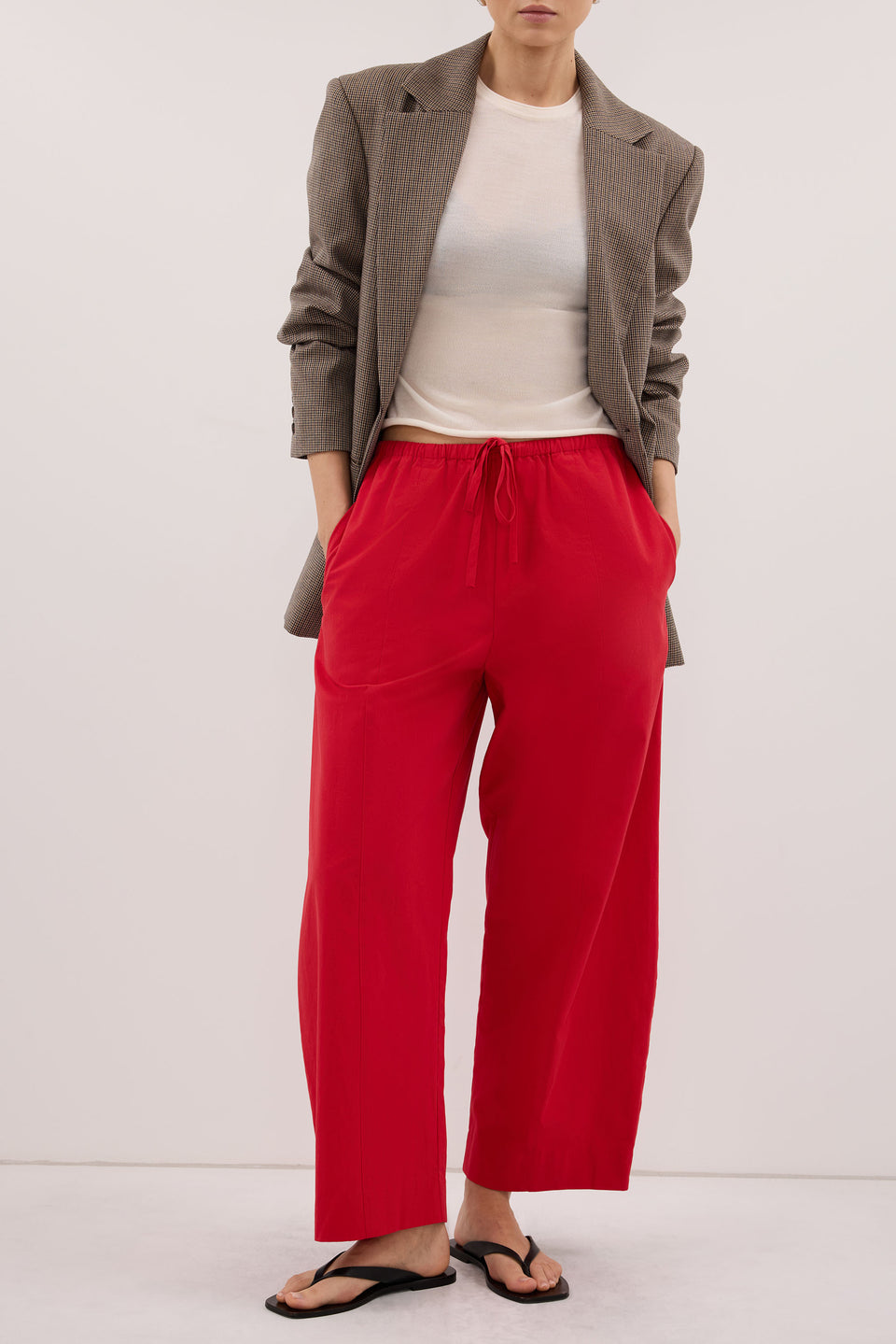 SCOUT RED COTTON BARREL LEG PANT