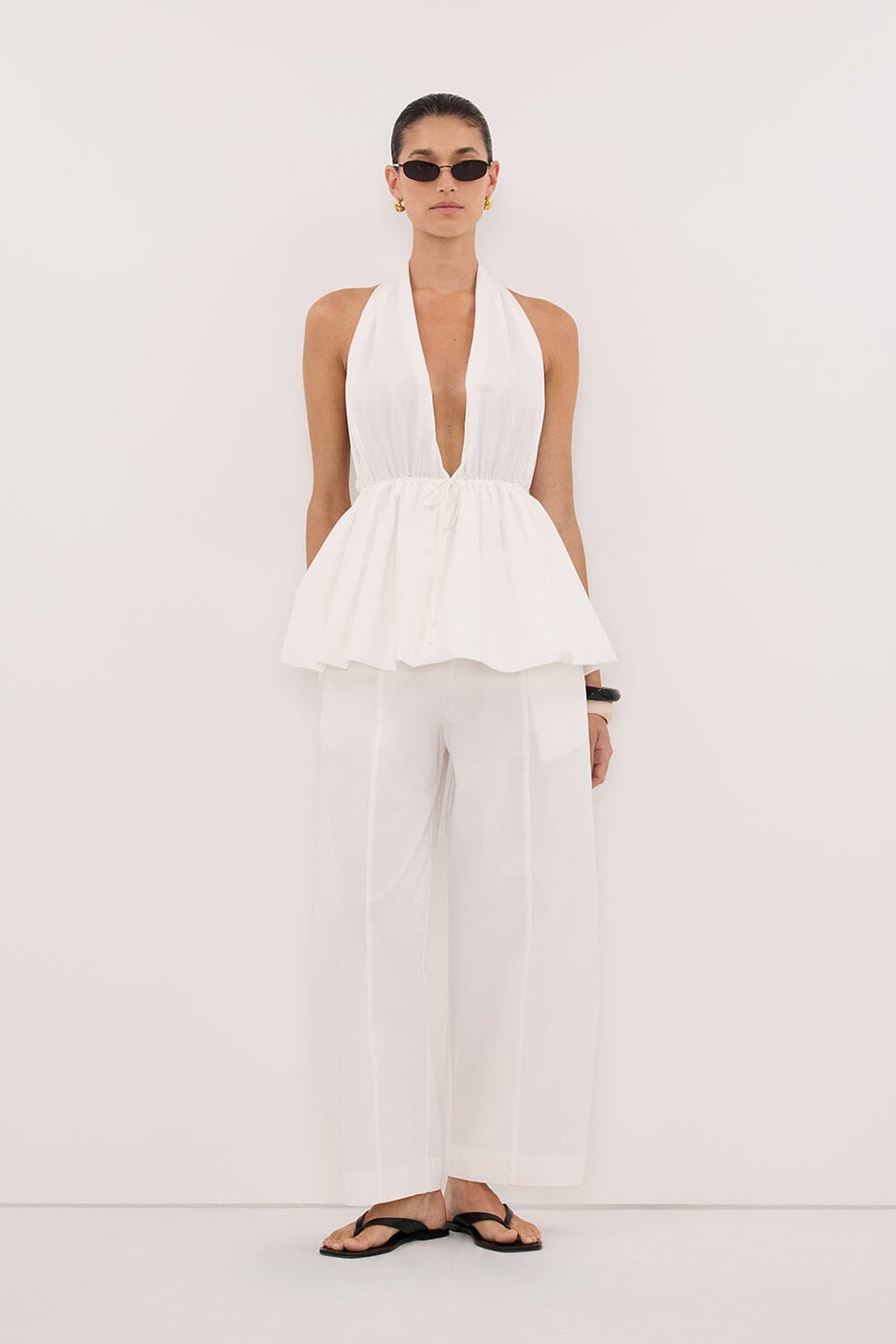 SCOUT WHITE COTTON BARREL LEG PANT Clothing DISSH Boutiques 6 WHITE