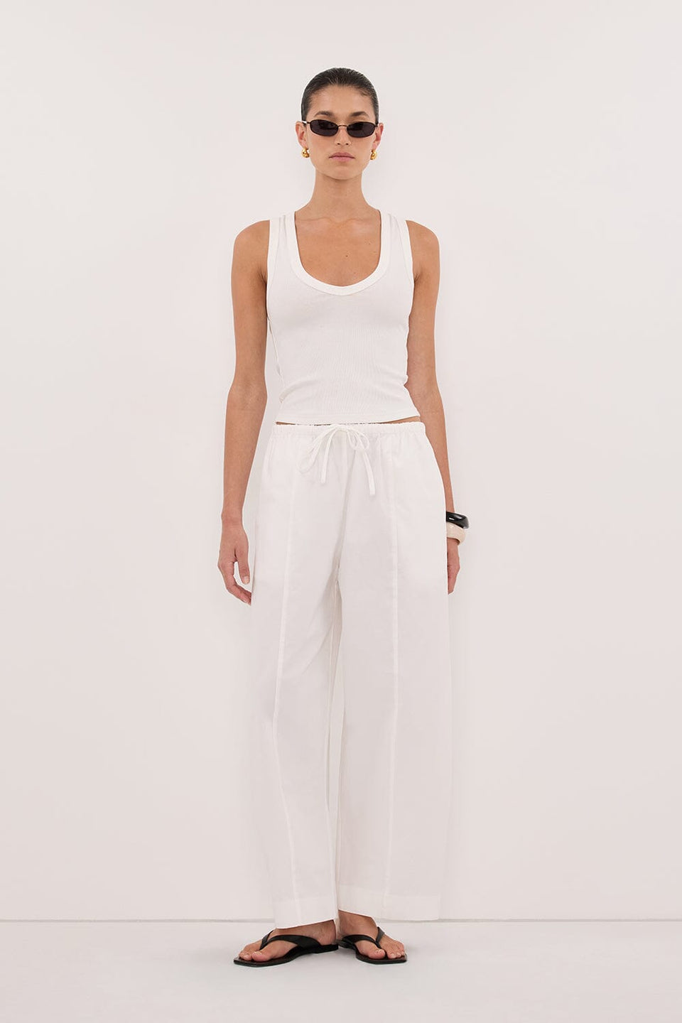 SCOUT WHITE COTTON BARREL LEG PANT Clothing DISSH Boutiques