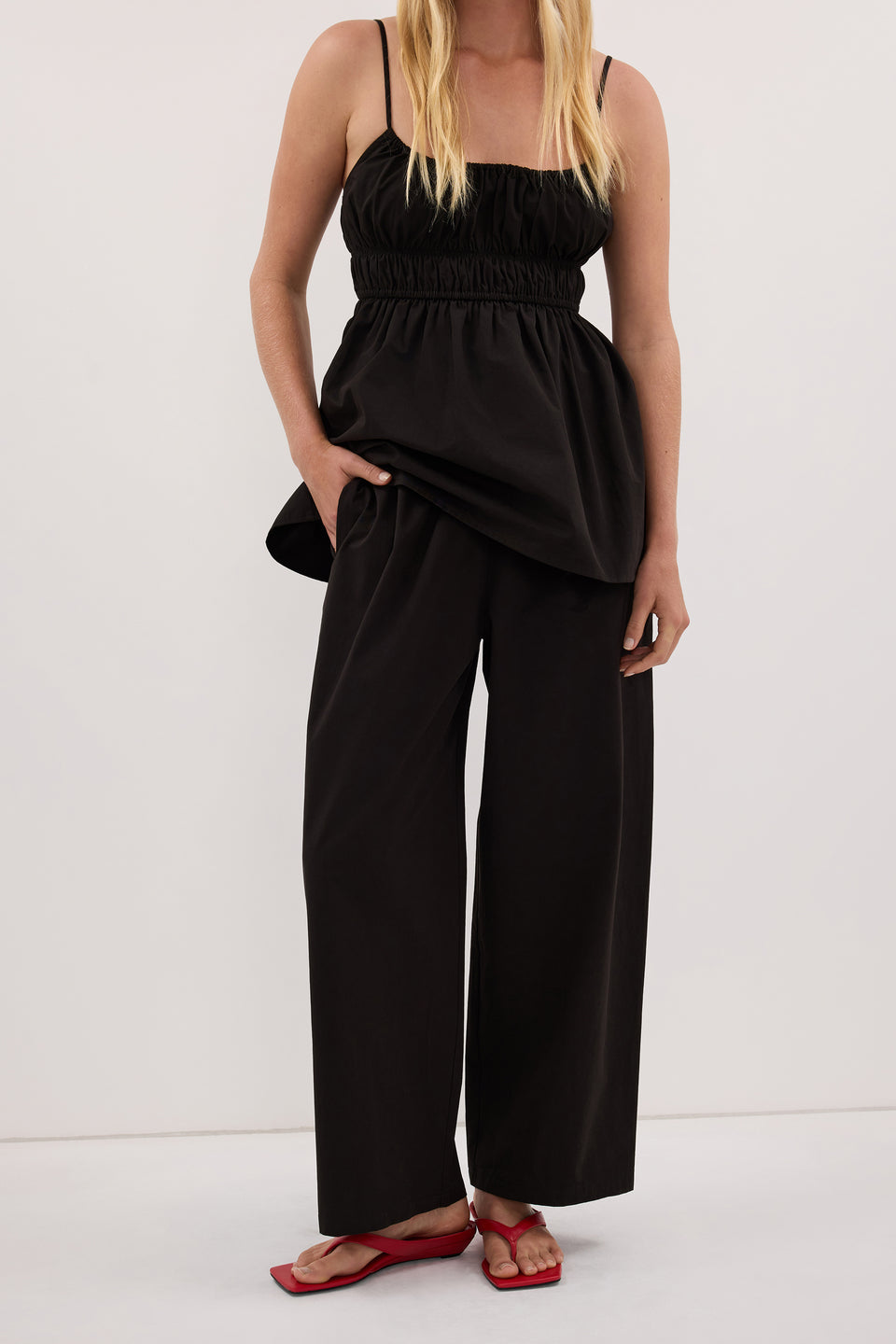ZAHARA BLACK POPLIN PANT