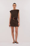MARMO CHOCOLATE DRAPED MINI DRESS