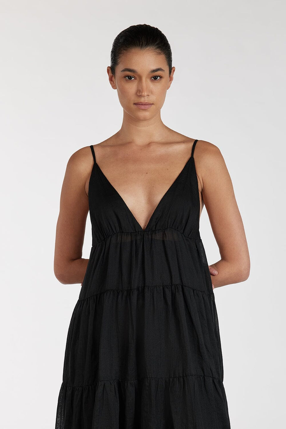 LIZA BLACK RAMIE MIDI DRESS Clothing DISSH Boutiques