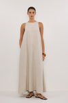 ISABELLE NATURAL LINEN MIDI DRESS