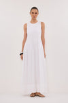 MILO WHITE LINEN BLEND MIDI DRESS