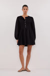 LARS BLACK BUTTON SLEEEVED MINI