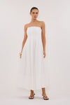 LILLY WHITE COTTON STRAPLESS MIDI DRESS