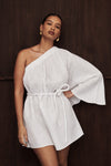 AURELIA WHITE ASYM LINEN MINI DRESS