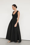 FLORENCE BLACK SLEEVELESS COTTON MIDI DRESS