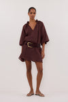 ELLIE WALNUT RAMIE SMOCK DRESS