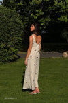 BEVERLY NATURAL SPOT LINEN MIDI DRESS