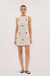 BEVERLY NATURAL SPOT LINEN MINI DRESS