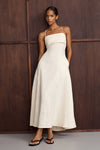 DANIELLA STRAW LINEN TIE BACK DRESS