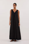 ANNABEL BLACK SLEEVELESS V NECK MIDI DRESS - PRE ORDER