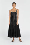 BECK BLACK LINEN MIDI DRESS