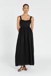 SPENCER BLACK LINEN MIDI DRESS