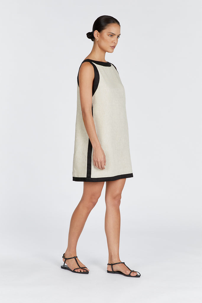 ZURI NATURAL LINEN MINI DRESS Dissh