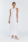 ADINA WHITE LINEN HALTER MAXI DRESS