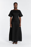 LYNDAL BLACK LINEN MIDI DRESS