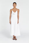 ROSETTE WHITE LINEN MAXI DRESS