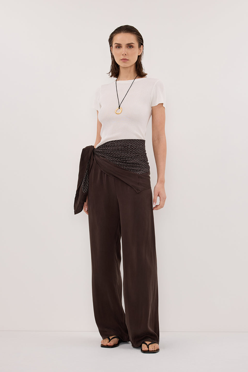 TIA CHOC MICRO CHECK SCARF TOP Clothing DISSH Boutiques
