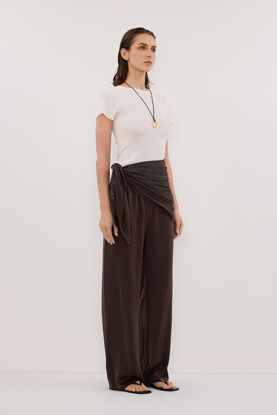 TIA CHOC MICRO CHECK SCARF TOP Clothing DISSH Boutiques