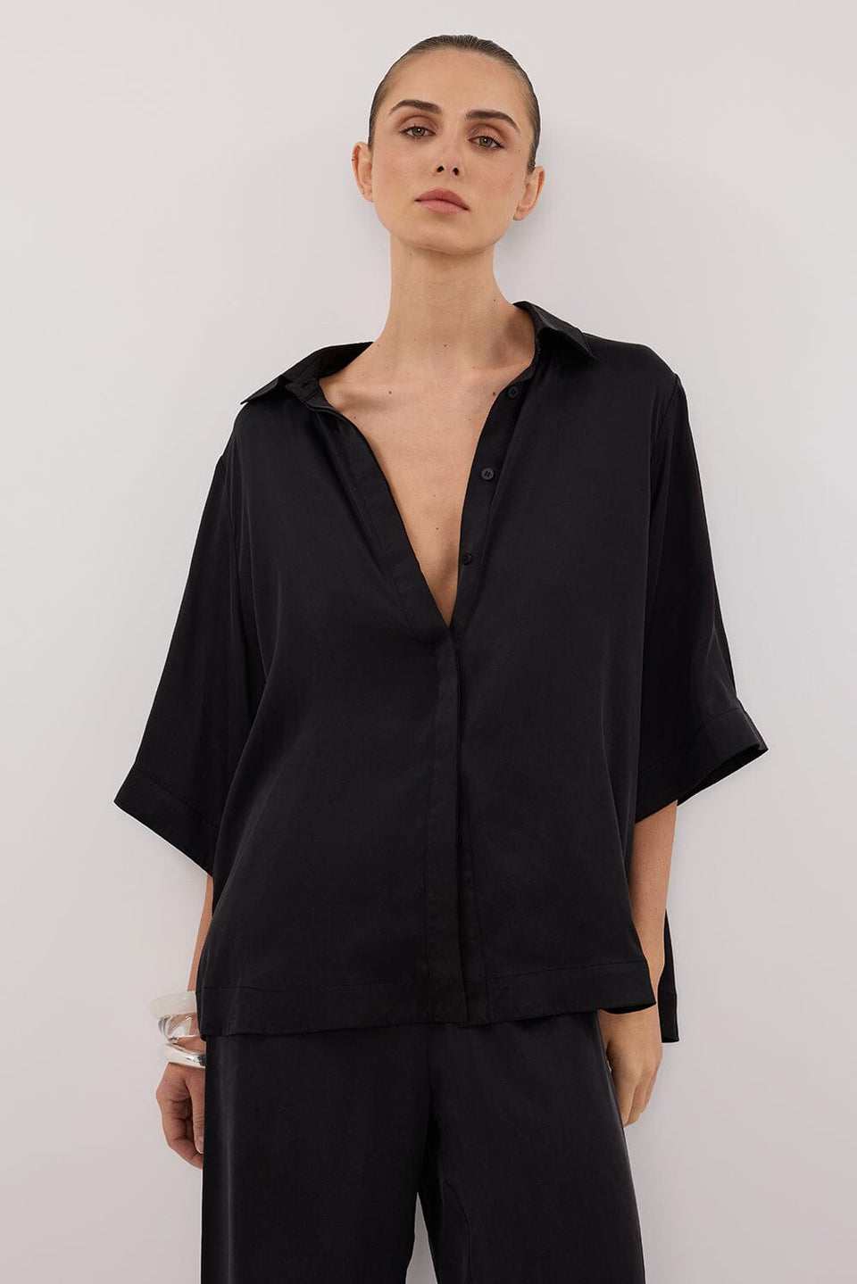 PERCY BLACK SILK SHIRT Clothing DISSH Boutiques