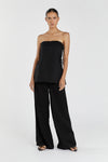 TORI BLACK LINEN STRAPLESS TOP