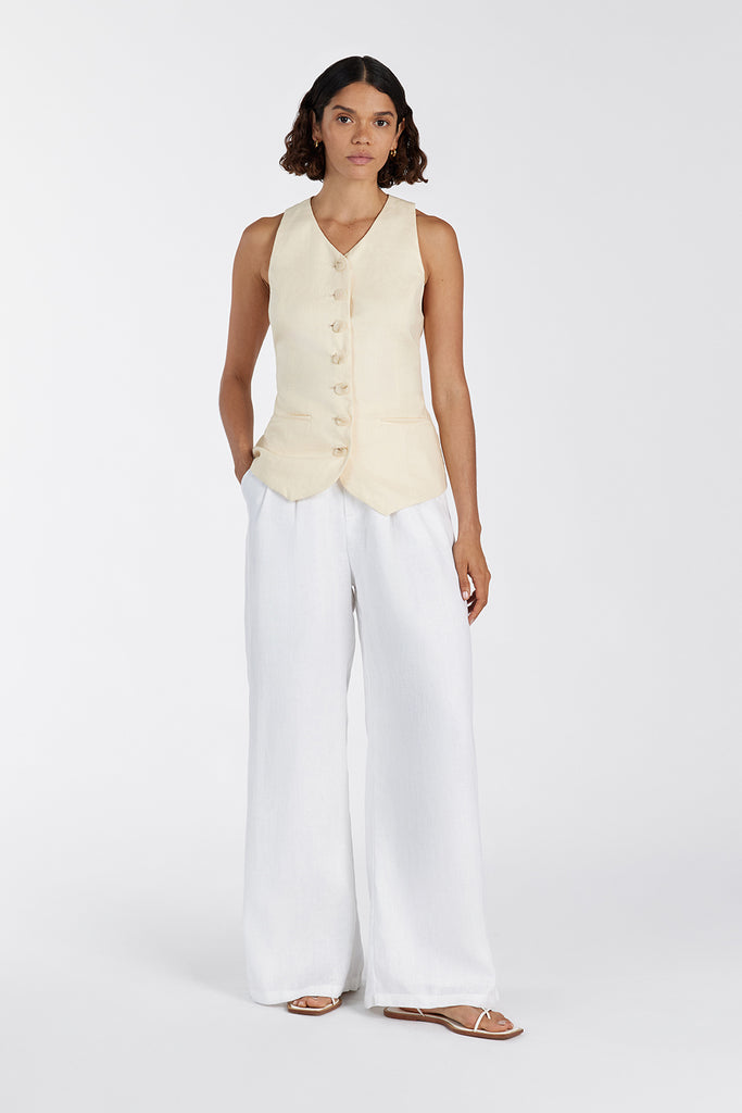 ALONDRA LEMON LINEN VEST | Dissh