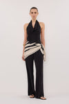 CARLENE BLACK SILK COWL NECK TOP