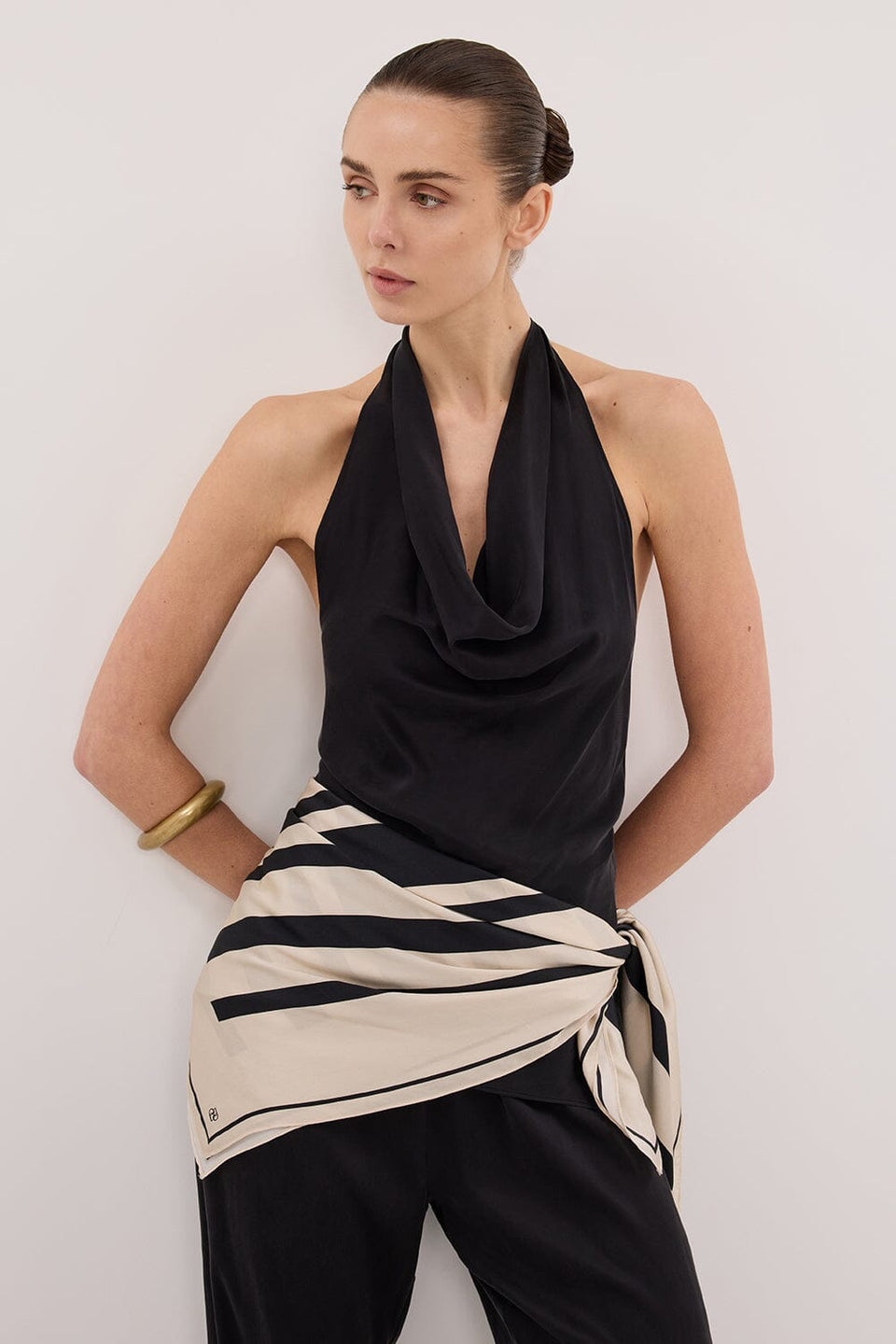 CARLENE BLACK SILK COWL NECK TOP - PRE ORDER Clothing DISSH Boutiques