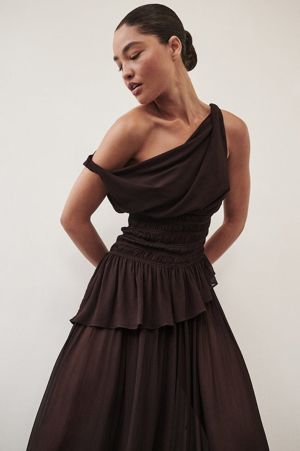 TIANA DARK CHOC ASYM TOP - PRE ORDER Clothing DISSH Boutiques