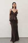 COLETTE BITTER CHOC SILK SKIRT