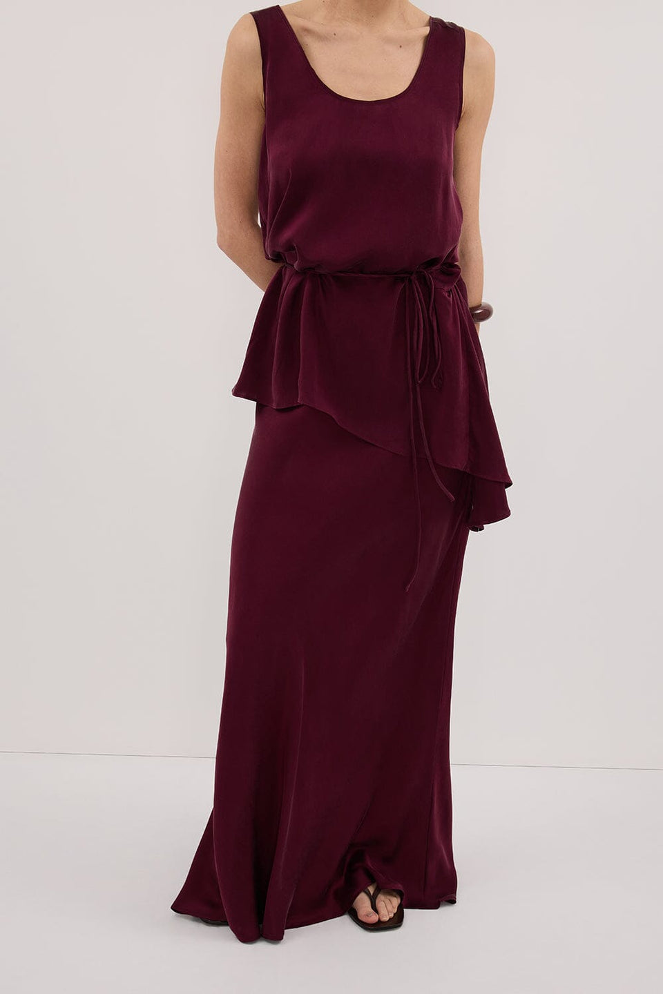 COLETTE MERLOT SILK MIDI SKIRT Clothing DISSH Boutiques