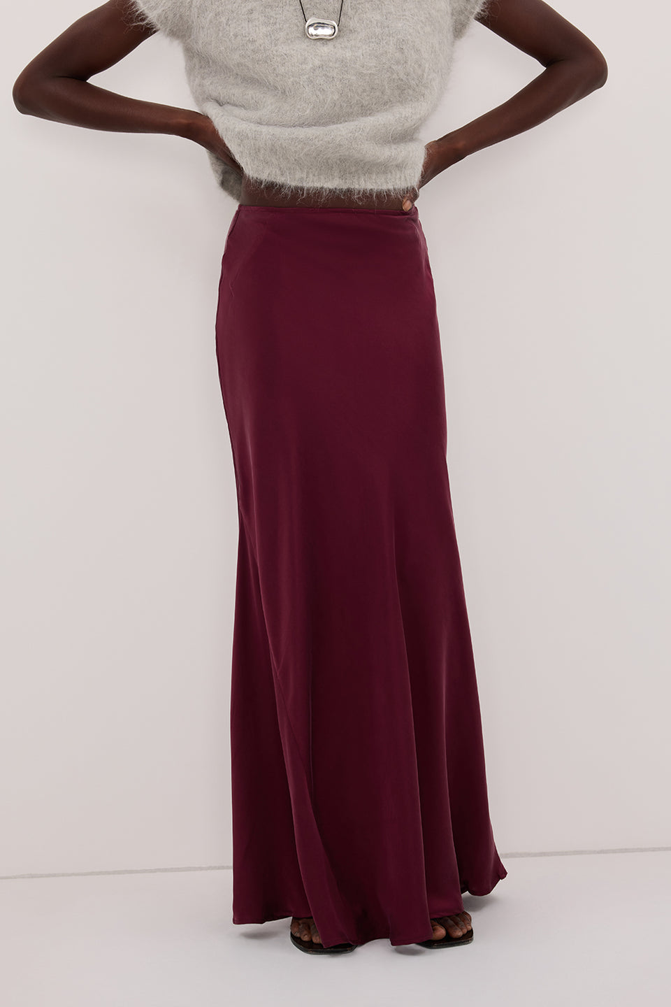 COLETTE MERLOT SILK MAXI SKIRT